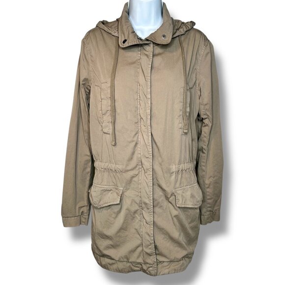 James Perse Tan Utility Anorak Jacket Hooded pockets outdoor preppy cabincore - Picture 1 of 9